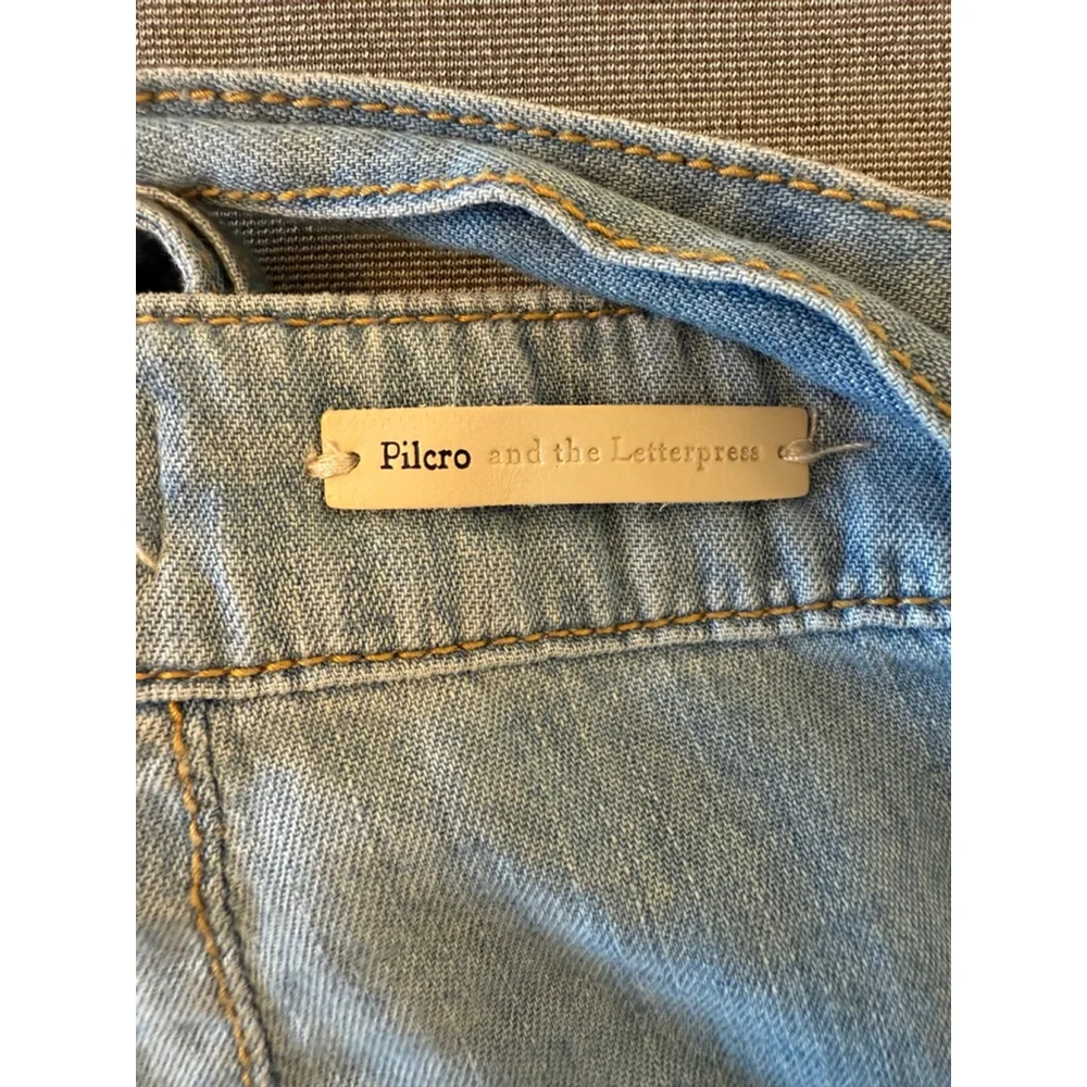 Anthropologie Pilcro high-rise, wide-leg, tie-waist jeans light blue SZ 28 - Picture 3 of 9